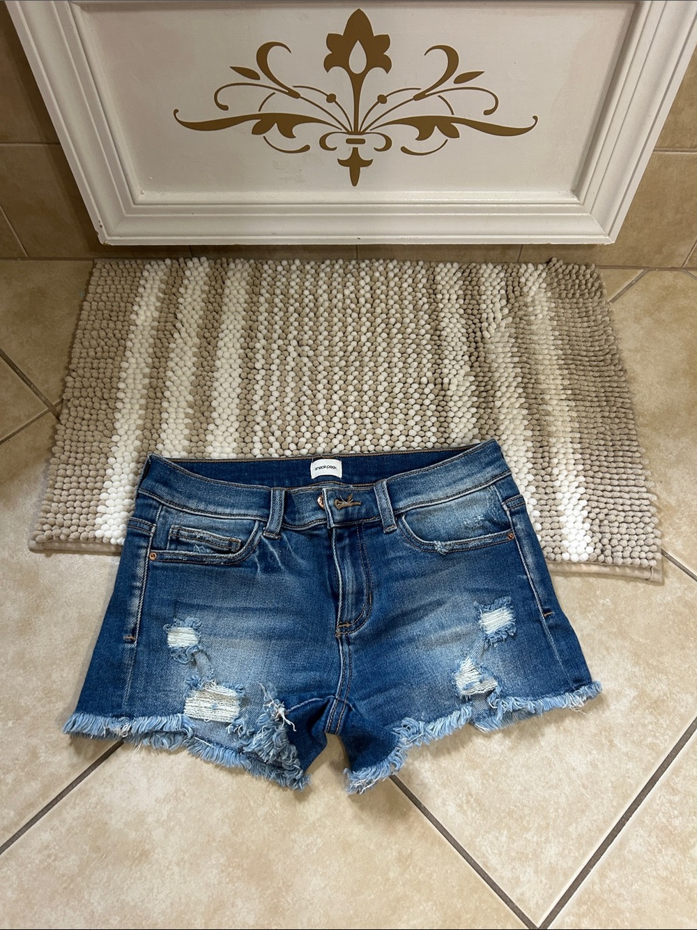 Sneak Peek Blue Distressed Denim Cutoff Shorts